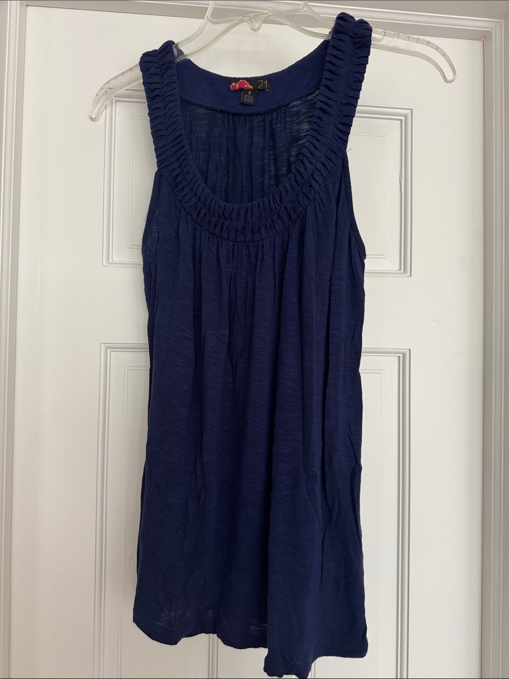Forever 21 Navy Smocked Scoop Neck Tank